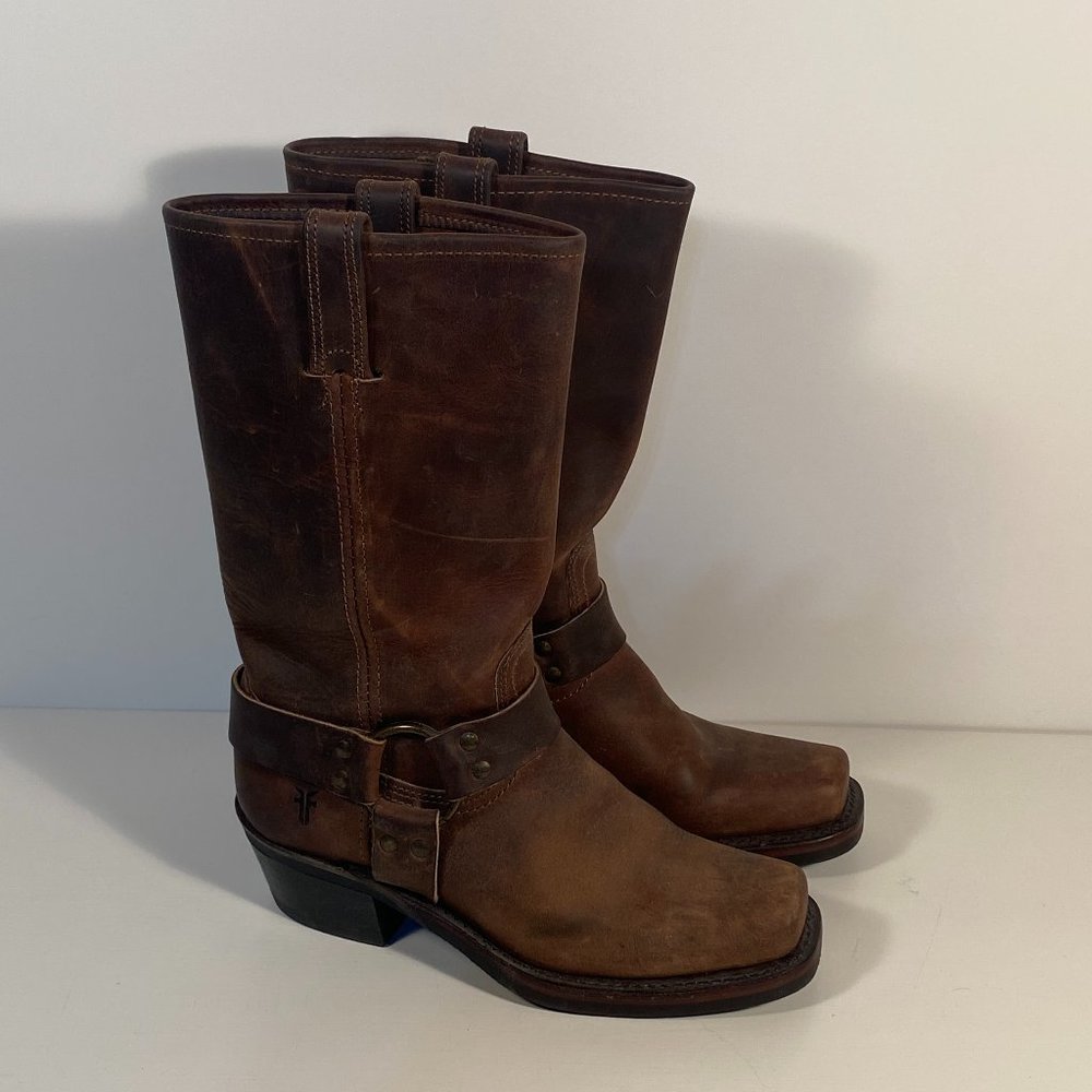 Frye Belted Harness Leather Boots Women Size 7 M